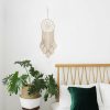 Wind Chimes & Hanging Decorations |   Dream Catchers Handmade Woven Dreamcatchers For Wall Hanging Decoration With Leaves Large Dream Wind Chimes & Hanging Decorations beige