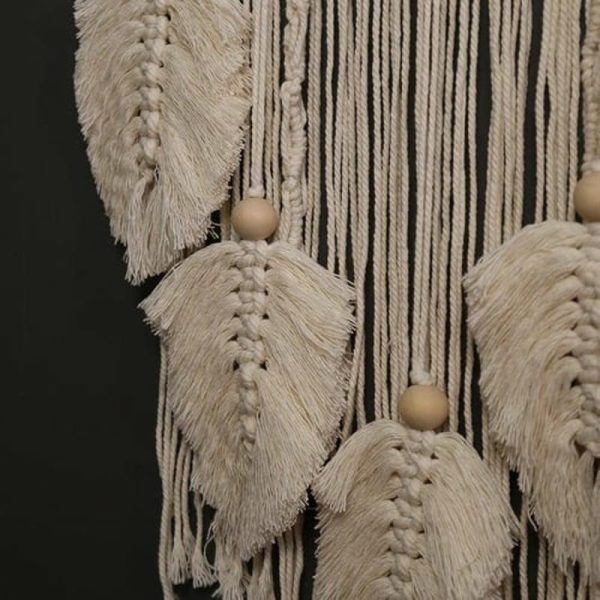 Wind Chimes & Hanging Decorations |   Dream Catchers Handmade Woven Dreamcatchers For Wall Hanging Decoration With Leaves Large Dream Wind Chimes & Hanging Decorations beige