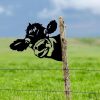 Wind Chimes & Hanging Decorations |   Farm Peeping Cow Metal Art Iron Garden Fence Decoration, Hanging Artworks Wall Decor Animals Sculpture Wind Chimes & Hanging Decorations black