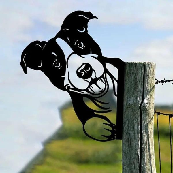 Wind Chimes & Hanging Decorations |   Farm Peeping Cow Metal Art Iron Garden Fence Decoration, Hanging Artworks Wall Decor Animals Sculpture Wind Chimes & Hanging Decorations black