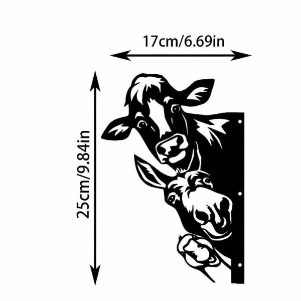 Wind Chimes & Hanging Decorations |   Farm Peeping Cow Metal Art Iron Garden Fence Decoration, Hanging Artworks Wall Decor Animals Sculpture Wind Chimes & Hanging Decorations black