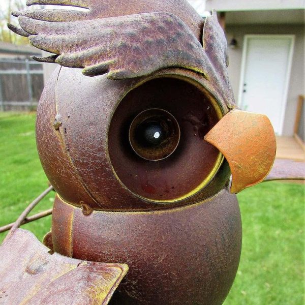 Wind Chimes & Hanging Decorations |   Flapping Metal Brown Gray Owl Yard Stake Rocking Wind Whirly-Gig Garden Art Wind Chimes & Hanging Decorations as the picture