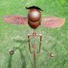 Wind Chimes & Hanging Decorations |   Flapping Metal Brown Gray Owl Yard Stake Rocking Wind Whirly-Gig Garden Art Wind Chimes & Hanging Decorations as the picture