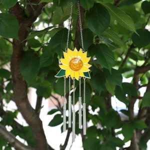 Wind Chimes & Hanging Decorations |   Flower Wind Chime Weather Resistant Decoration Smooth Surface Exquisite Visual Effect Sunflower Garden Decor Wind Chimes & Hanging Decorations Not specified