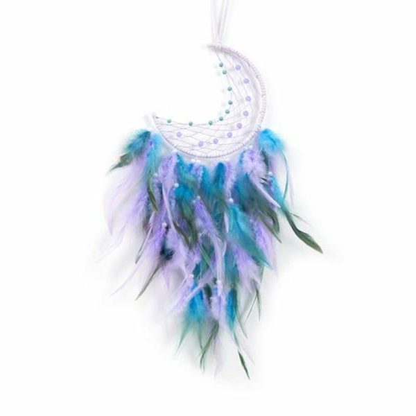 Wind Chimes & Hanging Decorations |   Handmade Moon Dream Catcher Perfect Wall Decor For Bedroom Living Room Office Feather Hanging Ornament For Home Decoration Wind Chimes & Hanging Decorations black