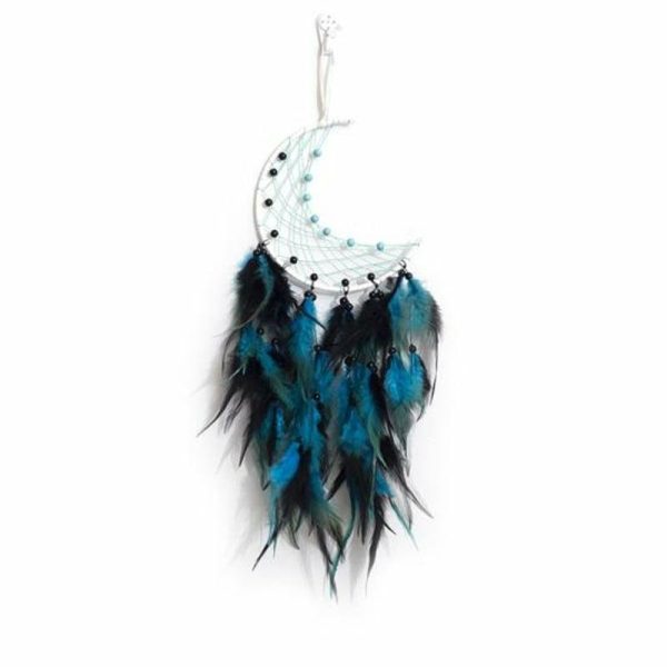 Wind Chimes & Hanging Decorations |   Handmade Moon Dream Catcher Perfect Wall Decor For Bedroom Living Room Office Feather Hanging Ornament For Home Decoration Wind Chimes & Hanging Decorations black