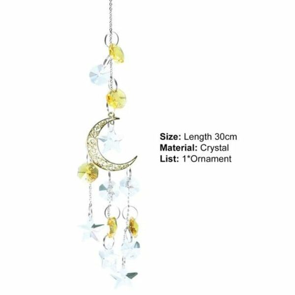 Wind Chimes & Hanging Decorations |   Hanging Pendant Delicate Star Moon Decorative Faux Crystal Attractive Windchime Sun Catcher For Living Room Wind Chimes & Hanging Decorations golden