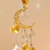 Wind Chimes & Hanging Decorations |   Hanging Pendant Delicate Star Moon Decorative Faux Crystal Attractive Windchime Sun Catcher For Living Room Wind Chimes & Hanging Decorations golden