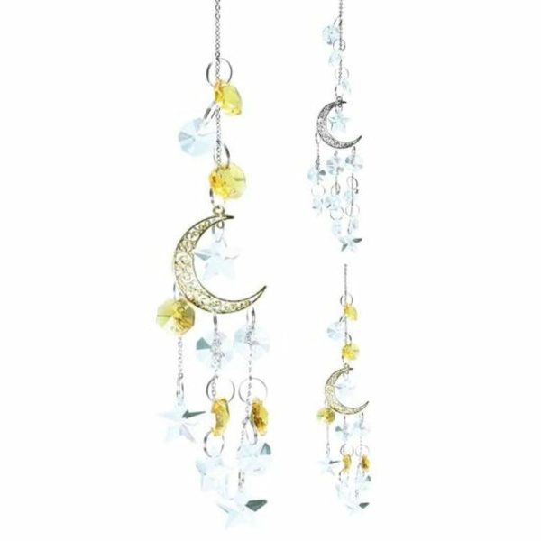 Wind Chimes & Hanging Decorations |   Hanging Pendant Delicate Star Moon Decorative Faux Crystal Attractive Windchime Sun Catcher For Living Room Wind Chimes & Hanging Decorations golden