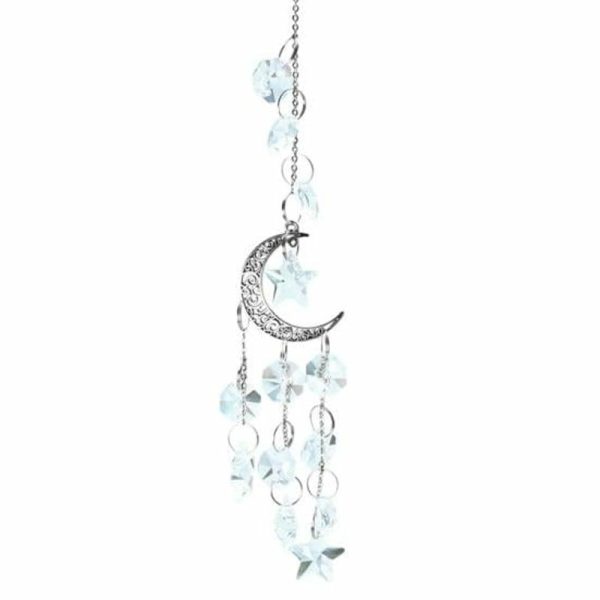 Wind Chimes & Hanging Decorations |   Hanging Pendant Delicate Star Moon Decorative Faux Crystal Attractive Windchime Sun Catcher For Living Room Wind Chimes & Hanging Decorations golden