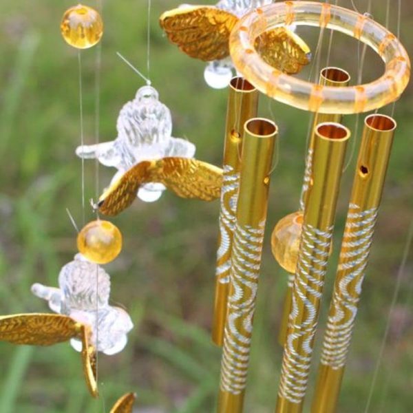 Wind Chimes & Hanging Decorations |   Love Angel Cupid Wind Chime Tube Hanging Ornament House Warm Gift Home Decor Yousheng Wind Chimes & Hanging Decorations golden