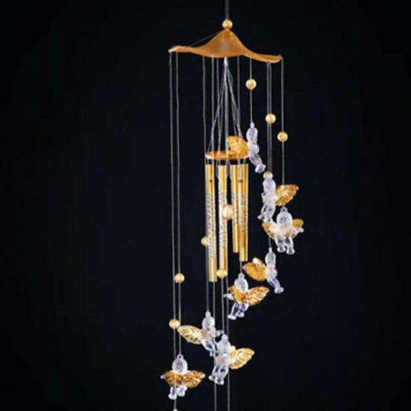 Wind Chimes & Hanging Decorations |   Love Angel Cupid Wind Chime Tube Hanging Ornament House Warm Gift Home Decor Yousheng Wind Chimes & Hanging Decorations golden