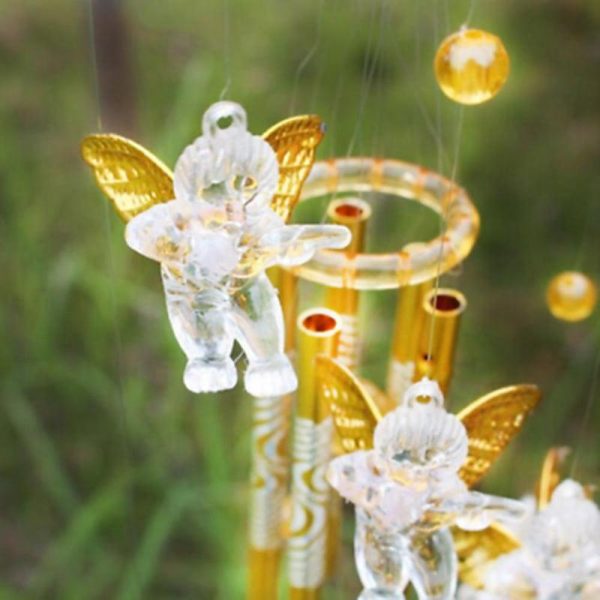 Wind Chimes & Hanging Decorations |   Love Angel Cupid Wind Chime Tube Hanging Ornament House Warm Gift Home Decor Wind Chimes & Hanging Decorations golden