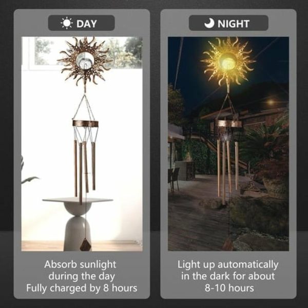 Wind Chimes & Hanging Decorations |   Metal Windbell Solar Wind Chime With Led Light Outdoor Garden Night Light Decoration Waterproof Wind Chimes & Hanging Decorations Wind Chimes & Hanging Decorations