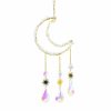 Wind Chimes & Hanging Decorations |   Natural Amethyst Gravel Moon Pendant Handwoven Catcher Wind Chime Lighting Pendant Decorative Gift Wind Chimes & Hanging Decorations blue