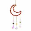 Wind Chimes & Hanging Decorations |   Natural Amethyst Gravel Moon Pendant Handwoven Catcher Wind Chime Lighting Pendant Decorative Gift Wind Chimes & Hanging Decorations blue