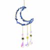 Wind Chimes & Hanging Decorations |   Natural Amethyst Gravel Moon Pendant Handwoven Catcher Wind Chime Lighting Pendant Decorative Gift Wind Chimes & Hanging Decorations blue