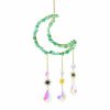 Wind Chimes & Hanging Decorations |   Natural Amethyst Gravel Moon Pendant Handwoven Catcher Wind Chime Lighting Pendant Decorative Gift Wind Chimes & Hanging Decorations blue