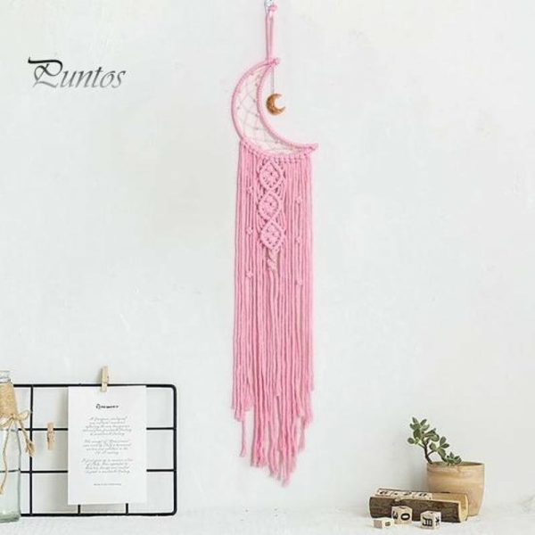 Wind Chimes & Hanging Decorations |   Nordic Style Moon Dream Catcher Pendant Wall Decor Long Tassel Hanging Ornament Teen Girls Room Decor Wind Chimes & Hanging Decorations blue