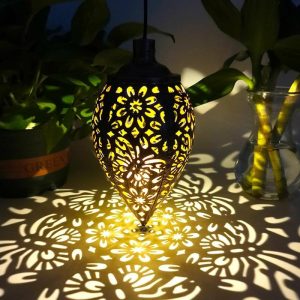 Wind Chimes & Hanging Decorations |   Outdoor Solar Lights Iron Garden Pendant Hollow Out Cone Light Metal Butterfly Hanging Lanterns Wind Chimes & Hanging Decorations brown