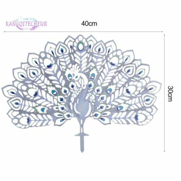 Wind Chimes & Hanging Decorations |   Peacock Garden Stake, Easy Installation, Hollow Metal, Yard Art Animal Statue, Lawn Outdoor Decoration Wind Chimes & Hanging Decorations blue