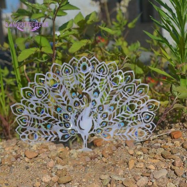 Wind Chimes & Hanging Decorations |   Peacock Garden Stake, Easy Installation, Hollow Metal, Yard Art Animal Statue, Lawn Outdoor Decoration Wind Chimes & Hanging Decorations blue