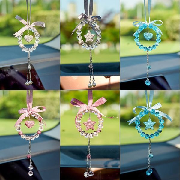 Wind Chimes & Hanging Decorations |   Romantic Crystal Pendant Stars/Heart Lucky Dream Catcher Car Hanging Rearview Mirror Charms Ornament Interior Accessories Wind Chimes & Hanging Decorations Wind Chimes & Hanging Decorations