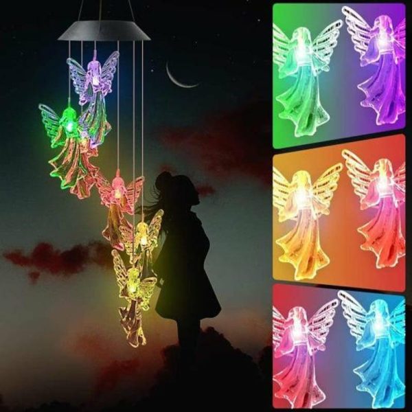 Wind Chimes & Hanging Decorations |   Solar Light Wind Chimes Multicolour Gradient Waterproof Create Atmosphere Hanging Pendant Outdoor Decoration Wind Chimes & Hanging Decorations black