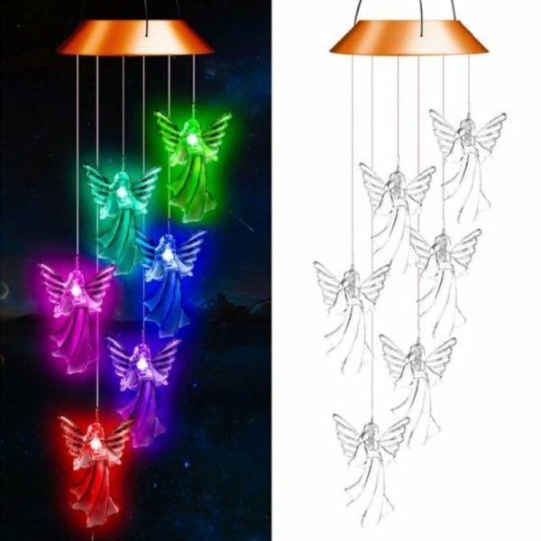 Wind Chimes & Hanging Decorations |   Solar Light Wind Chimes Multicolour Gradient Waterproof Create Atmosphere Hanging Pendant Outdoor Decoration Wind Chimes & Hanging Decorations black