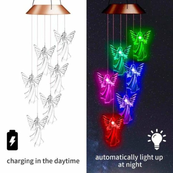 Wind Chimes & Hanging Decorations |   Solar Light Wind Chimes Multicolour Gradient Waterproof Create Atmosphere Hanging Pendant Outdoor Decoration Wind Chimes & Hanging Decorations black