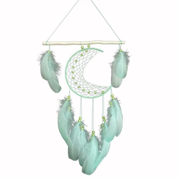 Wind Chimes & Hanging Decorations |   Wall Hanging Dream Catchers With Natural Feathers Wood Stick Wind Chimes Home Craft For Wall Hanging Wind Chimes & Hanging Decorations light green