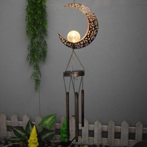 Wind Chimes & Hanging Decorations |   Wind Chime Lamp Iron Hollow Exquisite Outdoor Landscape Wrought Star Moon Sun Solar Wind Bell Light For Wind Chimes & Hanging Decorations Wind Chimes & Hanging Decorations