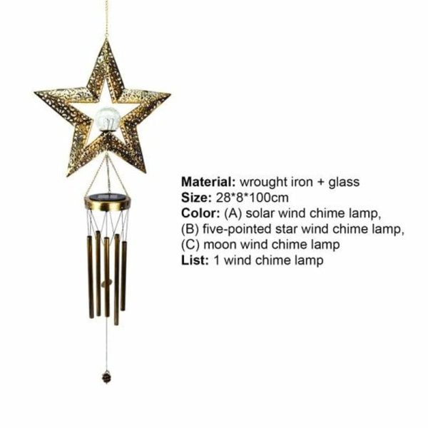 Wind Chimes & Hanging Decorations |   Wind Chime Lamp Iron Hollow Exquisite Outdoor Landscape Wrought Star Moon Sun Solar Wind Bell Light For Wind Chimes & Hanging Decorations Wind Chimes & Hanging Decorations