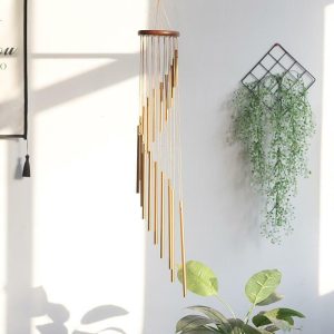 Wind Chimes & Hanging Decorations |   Wind Chimes 90Cm/35Inch Large Memorial Hanging Wind Chimes With 18 Aluminum Alloy Tubes Hook For Garden Balcony Patio Decor Gift Wind Chimes & Hanging Decorations gold