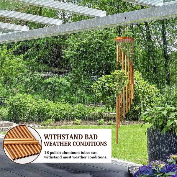 Wind Chimes & Hanging Decorations |   Wind Chimes 90Cm/35Inch Large Memorial Hanging Wind Chimes With 18 Aluminum Alloy Tubes Hook For Garden Balcony Patio Decor Gift Wind Chimes & Hanging Decorations gold