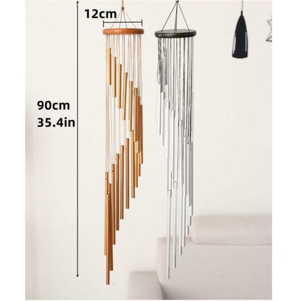 Wind Chimes & Hanging Decorations |   Wind Chimes 90Cm/35Inch Large Memorial Hanging Wind Chimes With 18 Aluminum Alloy Tubes Hook For Garden Balcony Patio Decor Gift Wind Chimes & Hanging Decorations gold