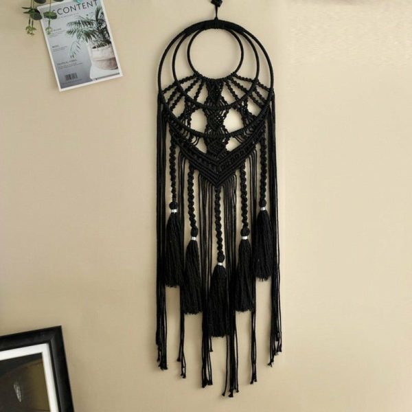 Wind Chimes & Hanging Decorations |   Woven Tassel Dream Catcher Artificial Decorative Pendant For Home Bedroom Room Decoration Charm Supplies Wind Chimes & Hanging Decorations black