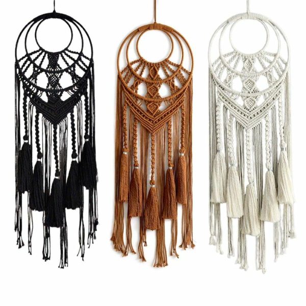 Wind Chimes & Hanging Decorations |   Woven Tassel Dream Catcher Artificial Decorative Pendant For Home Bedroom Room Decoration Charm Supplies Wind Chimes & Hanging Decorations black