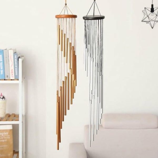 Wind Chimes & Hanging Decorations |   18-Bar Classic Rotating Wind Chime Solid Wood Aluminum Alloy Tubes For Home Balcony Bacyard Wind Chimes & Hanging Decorations gold