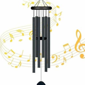 Wind Chimes & Hanging Decorations |   24 Inches Black Solid Wood Metal Hanging Windchimes Garden For Outdoor Garden Living Room Cafe Restaurant Patio Decoration Wind Chimes & Hanging Decorations black