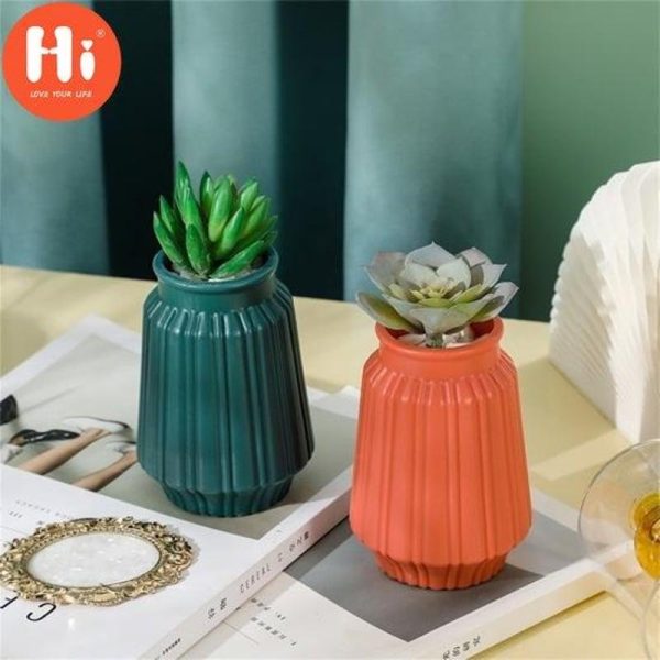 Vases |   Hi Creative Flower Vase Decorative Elegent Style Nordic Style Imitation Ceramic Flower Party Container Home Gifts Decor For Household Decoration Vases navy blue