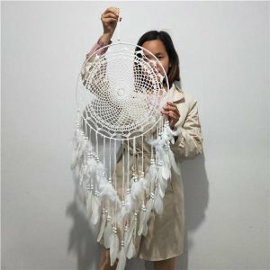 Wind Chimes & Hanging Decorations |   Big Dream Catcher For Wedding Home Decor Room Star Moon Wind Chimes Dreamcatcher Boho Ramadan Macrame Ornaments Dream Catchers Wind Chimes & Hanging Decorations beige