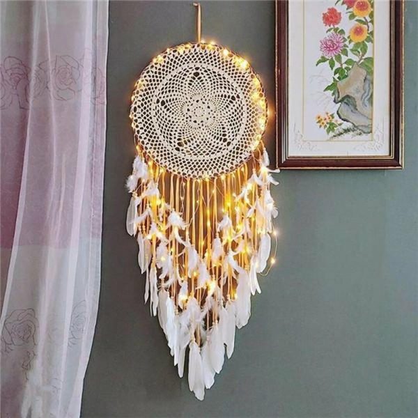 Wind Chimes & Hanging Decorations |   Big Dream Catcher For Wedding Home Decor Room Star Moon Wind Chimes Dreamcatcher Boho Ramadan Macrame Ornaments Dream Catchers Wind Chimes & Hanging Decorations beige