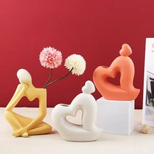 Vases |   Practical Flower Vase Easy To Clean Ceramic Human-Shaped Vases apricot