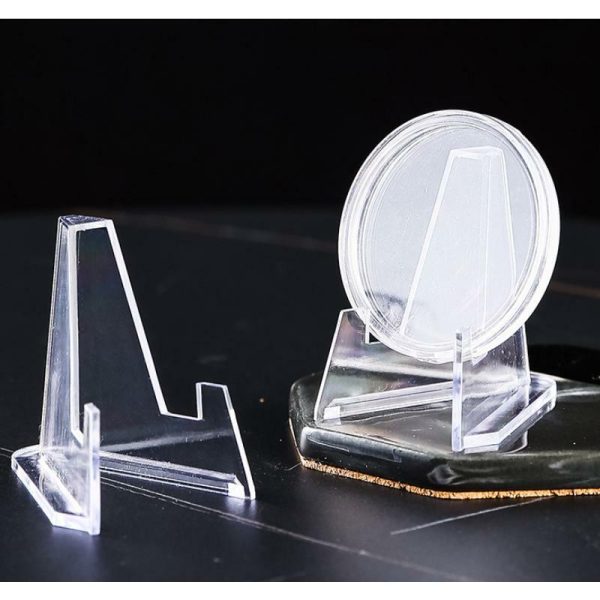 Photo Albums |   20Pcs Clear Acrylic Coin Display Stand Holders Small Easel Rack Pokemon Card Commemorative Challenge Coin Capsule Holder Support Photo Albums as the picture