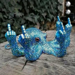 Ornaments |   Octopus With Mother Of Pearl-Multiple Colour Octopus With Middle Finger Luminous Gesture Octopus Glow In The Dark Octopus Toy Ornaments blue