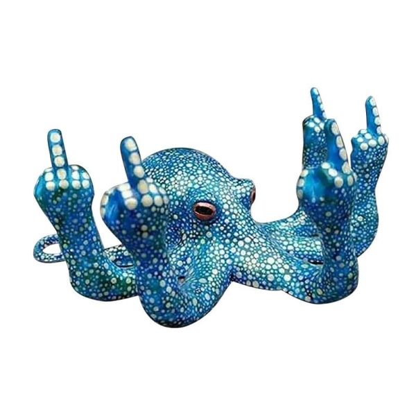 Ornaments |   Octopus With Mother Of Pearl-Multiple Colour Octopus With Middle Finger Luminous Gesture Octopus Glow In The Dark Octopus Toy Ornaments blue