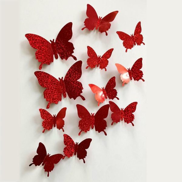 Wall Stickers |   12 Pcs/Set 3D Butterfly  Wall  Sticker Decal Wall Art Removable Wedding Decoration Kids Room Wall Stickers blue